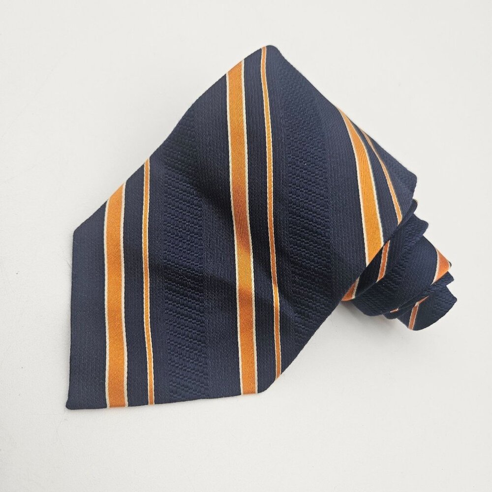 Robert Talbott For F David Barney Blue Orange Striped Silk Tie
